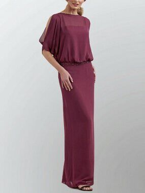 Elegant Long Mother Of The Bride Dress w/ Beading 16W Mulberry Gown by MISSACC